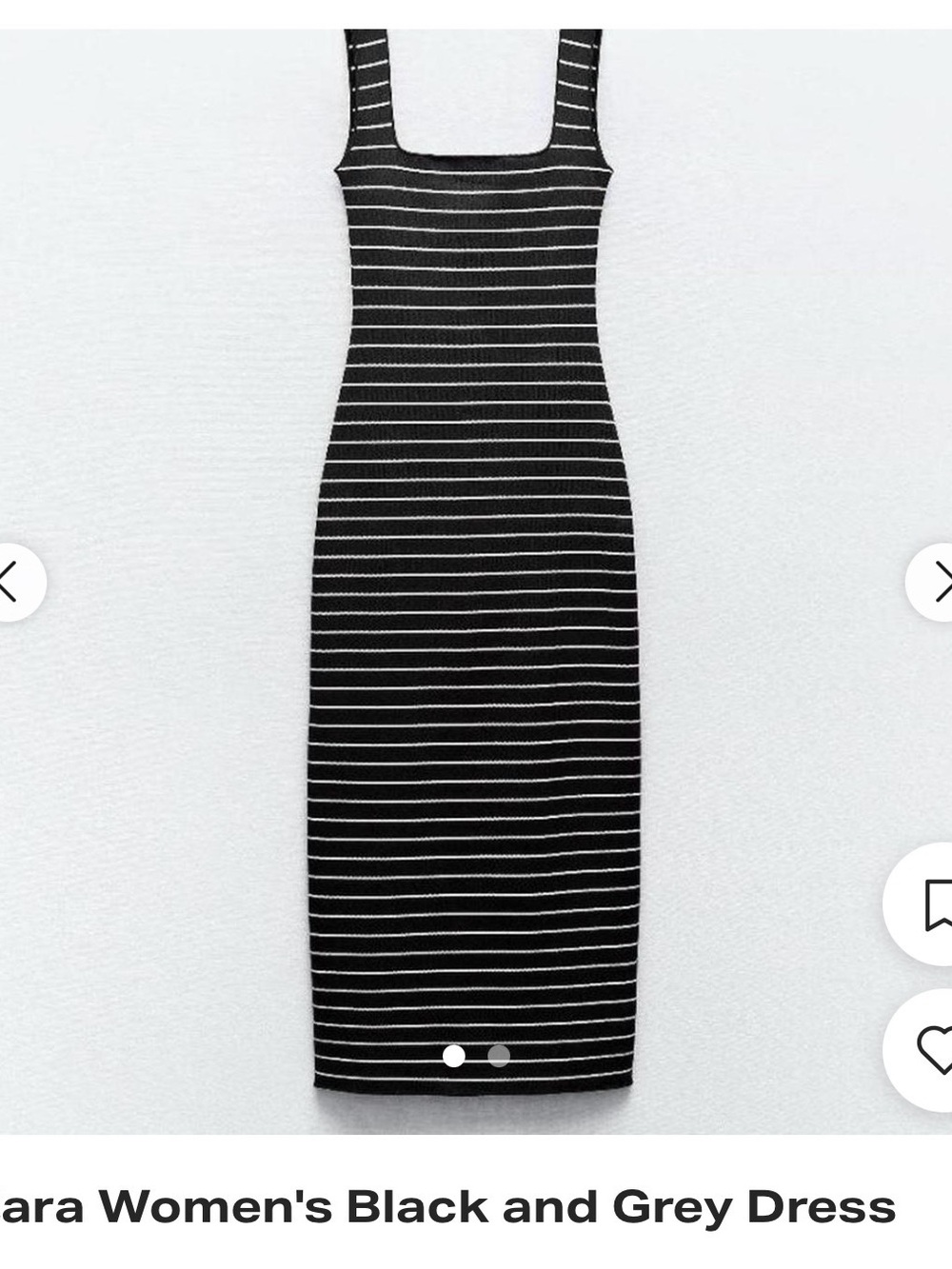 Zara Black and Gray Striped Midi Tank Dress